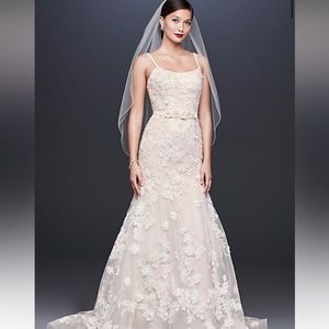 Oleg Cassini beaded 3D floral wedding dress